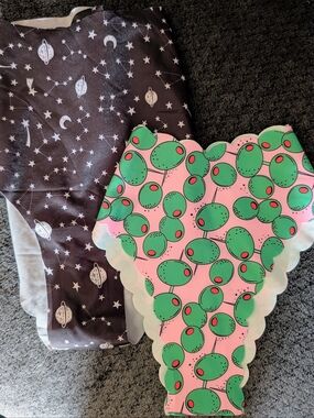 Women’s Scalloped Pink & Green Olive-Print Bikini Panty